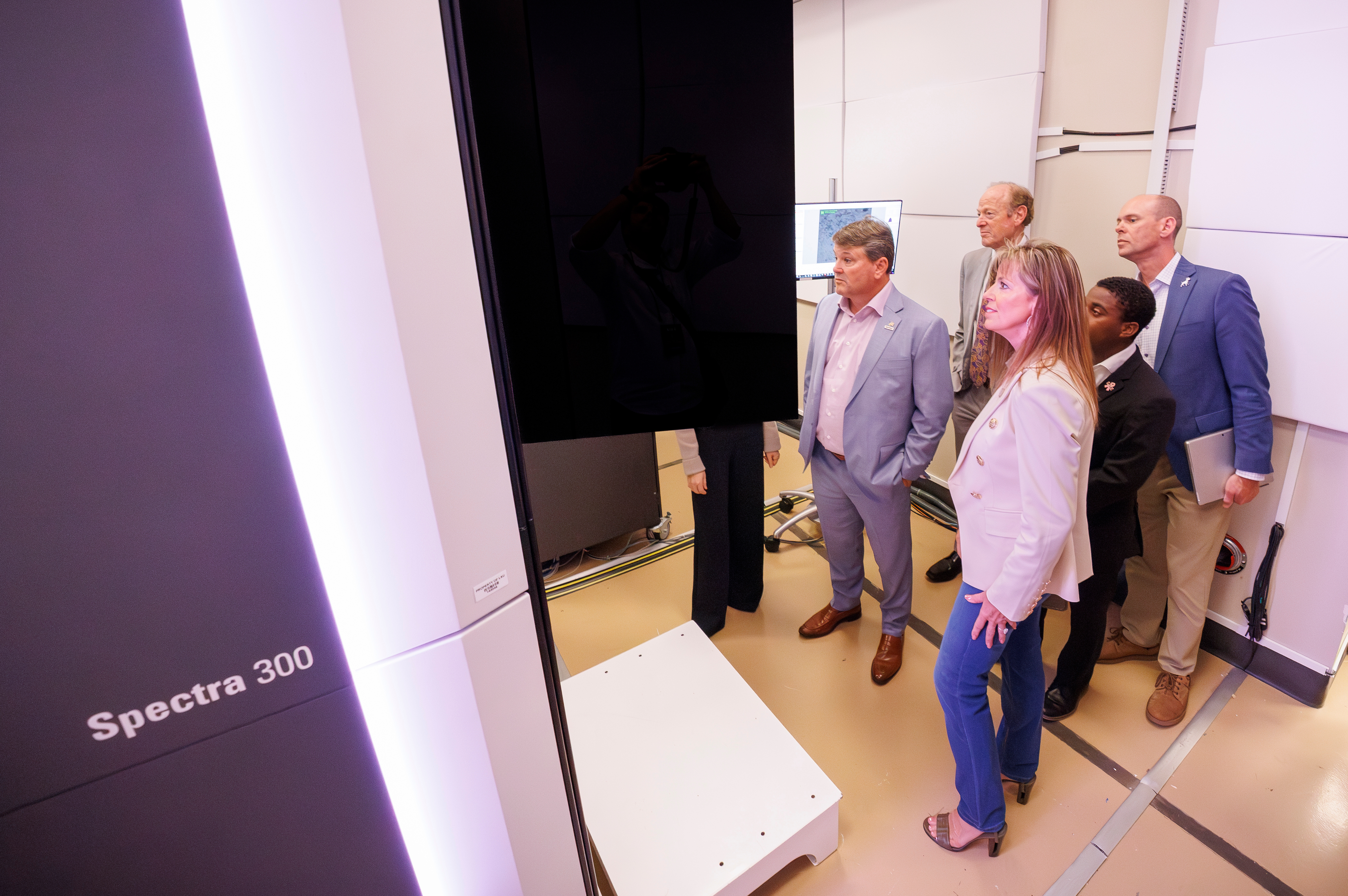 Visitors view the new microscope