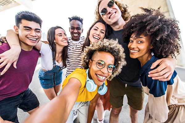 A group of students posing for a selfie.