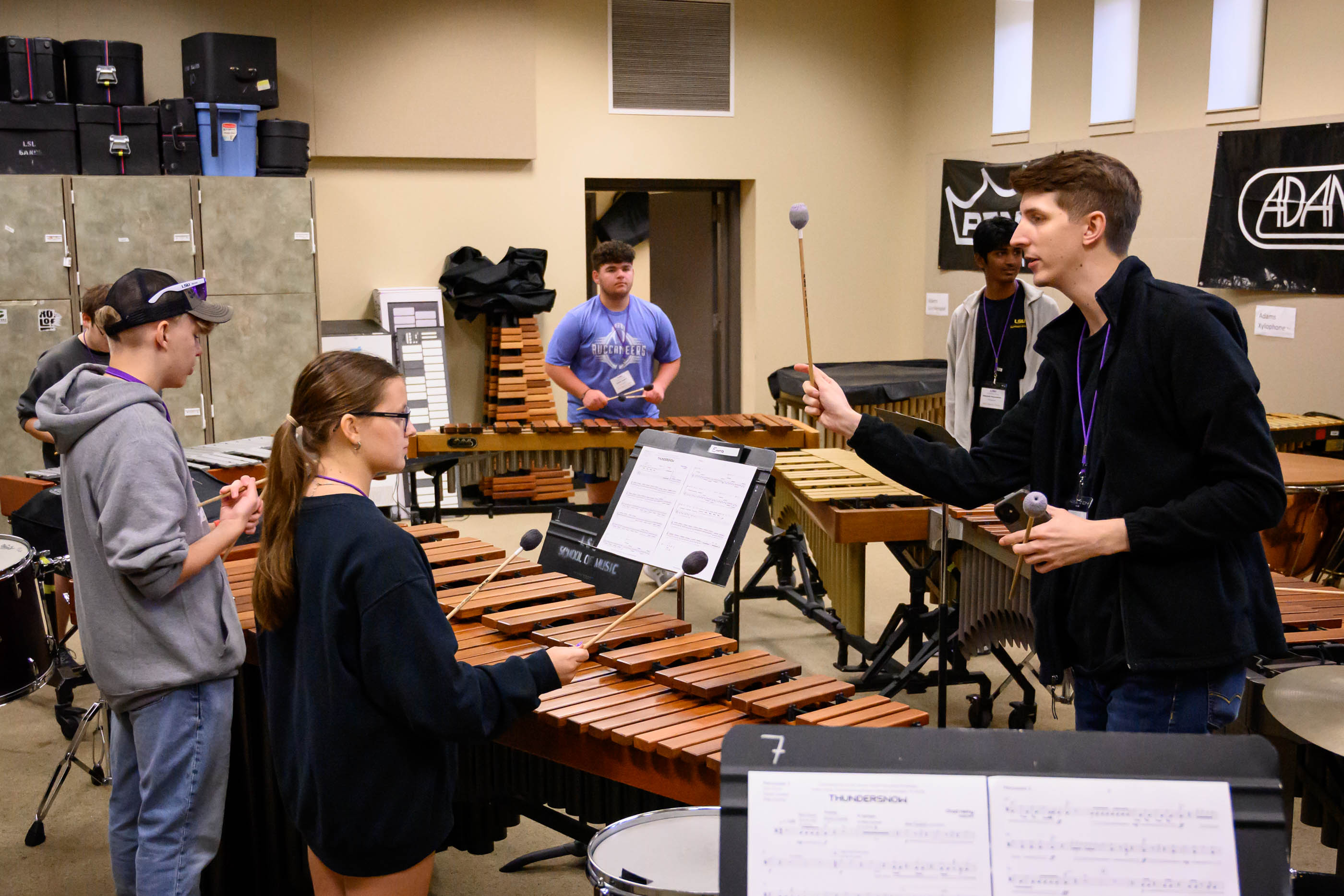 lsu student teaching high school percussionists