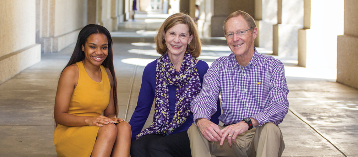 Photo: Image of David and Betty Laxton with scholarship recipient Ayana Brown.